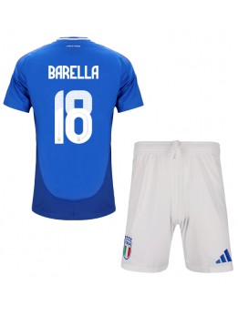 Billige Italia Nicolo Barella #18 Hjemmedraktsett Barn EM 2024 Kortermet (+ Korte bukser)